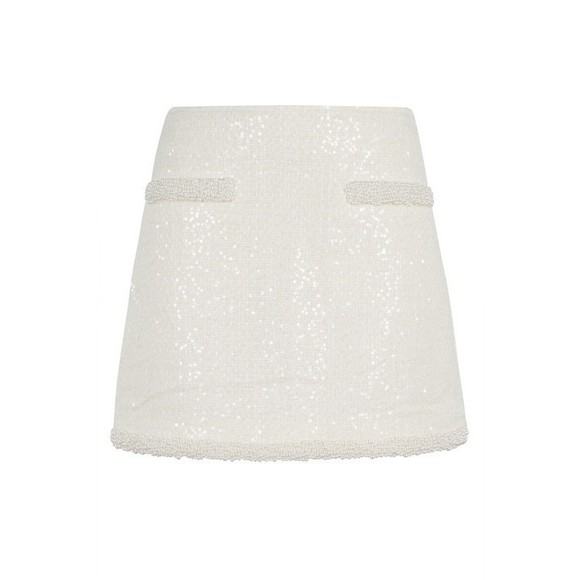 Self-Portrait Cream Boucle Pearl Trim Mini Skirt - NWT - Picture 1 of 2